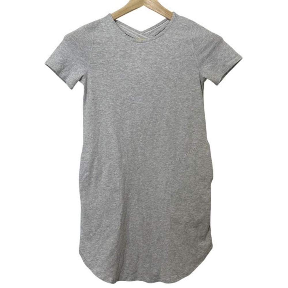 Lululemon Ivivva Gray Short Sleeve Active Cross Back Pocket Shirt Dress Girls 12